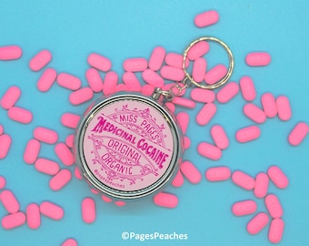 Medicinal Coke Cute Keychain Pill Case: 3-Way Divider for Travel or Daily Meds