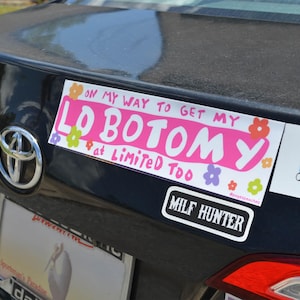I Got My Lobotomy At Limited Too Funny Bumper Sticker Magnet | Queer Car Magnet | 11x3” Matte Vinyl | Weatherproof + Removable