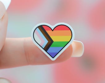 Progress Pride Heart Mini Pride Flag Stickers LGBTQ Gay Rights Waterproof Waterbottle Stickers Tiny Stickers for Phone Case Laptop Decals