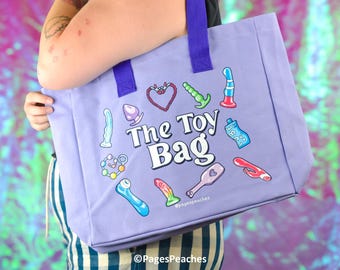 The Toy Bag Baggage Cute Canvas Tote Bag with Inner Pockets for Travel With Key Ring | Sex Toy Bag
