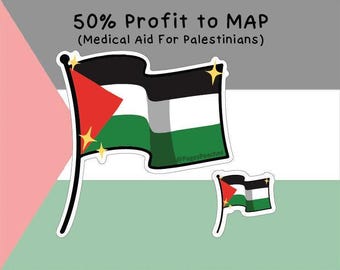 Palestine Flag Sticker, Pro Palestine Mini Waterproof Decal