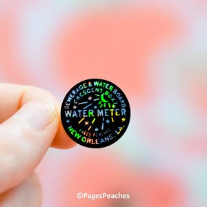 Small Holographic New Orleans Water Meter Sticker Mini Waterproof Waterbottle Stickers Tiny Stickers for Phone Case