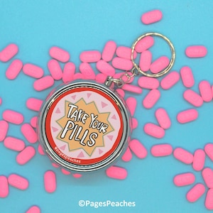 Take Your Pills Pill Case - Cute 3 Way Divider with Keychain for On-the-Go Medication Organizing for Travel for Girls
