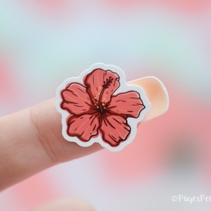 Small Hibiscus Tropical Flower Sticker Cute Vinyl Sticker Mini Phone Case Stickers Tiny Waterproof Stickers