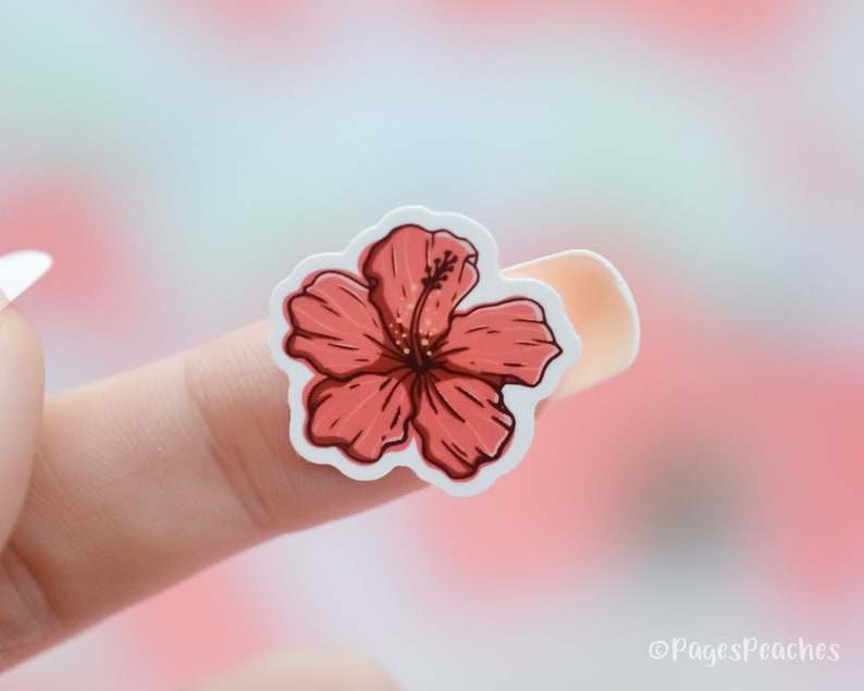 Small Hibiscus Tropical Flower Sticker Cute Vinyl Sticker Mini Phone Case Stickers Tiny Waterproof Stickers 