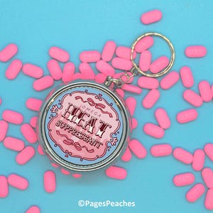 Omega Heat Suppressant - Cute Keychain Pill Case: 3-Way Divider for Travel or Daily Meds image 4