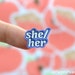 Mini She/Her Sticker Small Pronoun Stickers for Badge Tiny Waterproof Phone Case Stickers 