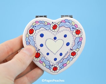 Heart Cake Small Compact Mirror - Cute Pocket-Sized Reflection for On-the-Go Touch-Ups