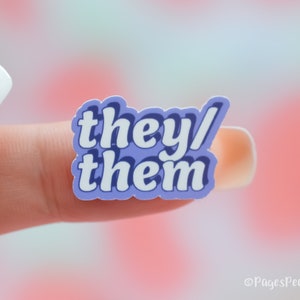 Mini They/Them Sticker Small Pronoun Stickers Tiny Waterproof Phone Case Stickers