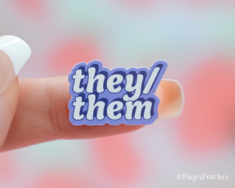 Mini They/Them Sticker Small Pronoun Stickers Tiny Waterproof Phone Case Stickers 