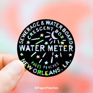 Holographic New Orleans Water Meter Sticker Small Waterproof Vinyl Sticker for Phone Case