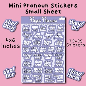 Mini Pronouns Sticker Sheet Bulk Small Pronoun Stickers (Small)