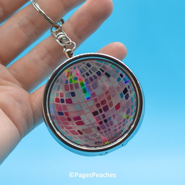 Disco Pill Case - Cute 3 Way Divider with Keychain for On-the-Go Medication Advil Tylenol Ibuprofen Organizing for Travel