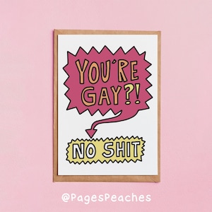 Vous êtes gay No Shit Card Queer LGBTQ+ Cartes de vœux