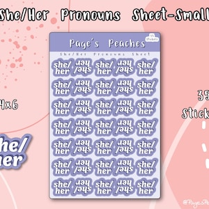 Mini She/Her Pronouns Sticker Sheet Bulk Small Pronoun Stickers (Small)