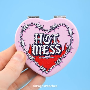 Hot Mess 小型コンパクトミラー - 外出先でのお直しに最適な、かわいいポケットサイズのミラー