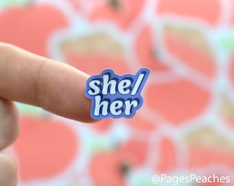 Mini She/Her Sticker Small Pronoun Stickers for Badge Tiny Waterproof Phone Case Stickers