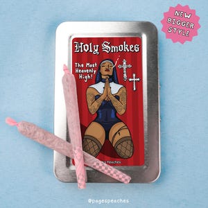 Holy Smokes Tin Case | Cigarette and Joint Case: Vintage Look (Compact Size)