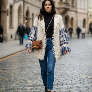 Handgemachte Hutsul Woll Weste, Boho Ethnic Jacke
