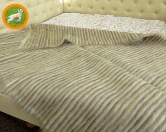 Bed Throw Blanket, Wool Throw, Striped Blanket, Wool Blanket, Woven Blanket, Shaggy Woven Rug, Bed Coverlet, Bedspread, Ukrainian Carpet