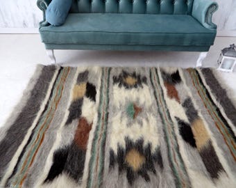 Tappeto tribale in lana tessuto a mano, arredamento etnico boho, 150 x 210 cm