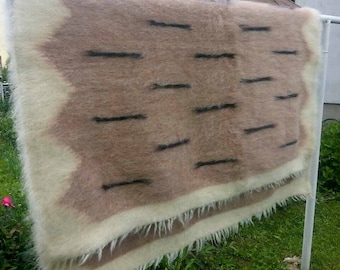 Handmade Wool Blanket Throw: Woven Carpathian Hutsul Lizhnyk Rug