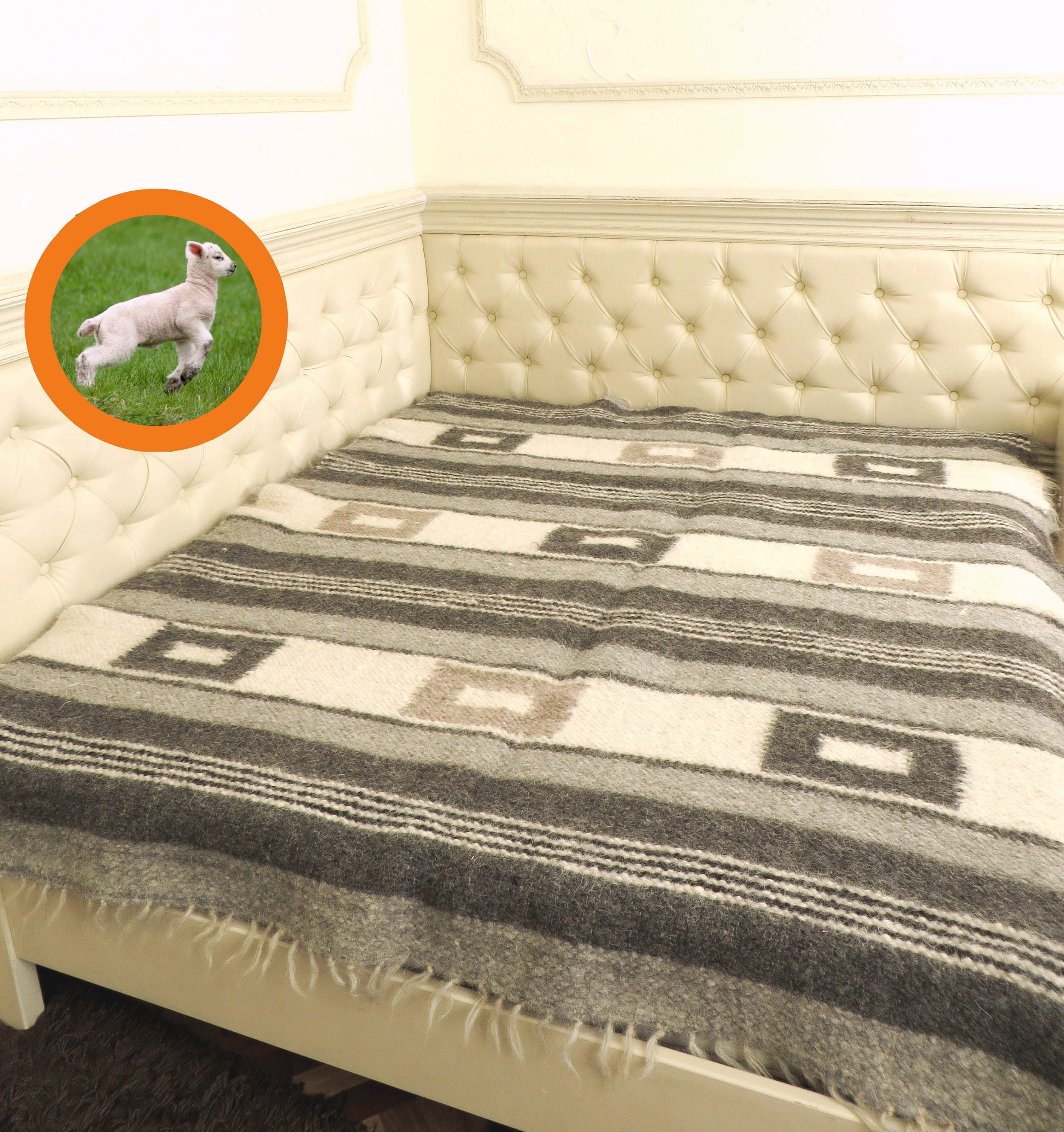 Bed Spread Kingwool Blanketthrow Blanketrustic Woven Etsy