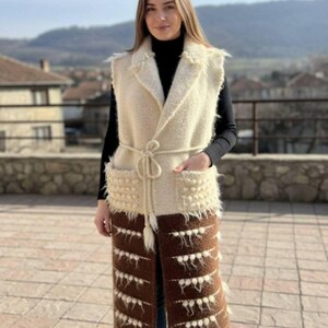 Handgemachte Ethnische Wolle Weste, Ukrainische Zottel Boho Weste