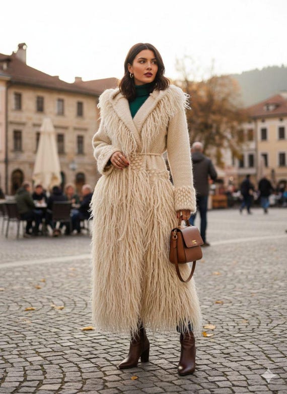 Handcrafted Shaggy Sheep Wool Vest, Ethnic Boho Gilet