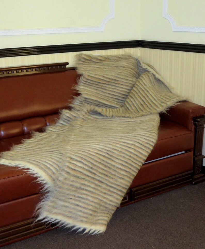 Fuzzy Wool Rug Striped Rug Soft Shaggy Rug Woven Rug Etsy