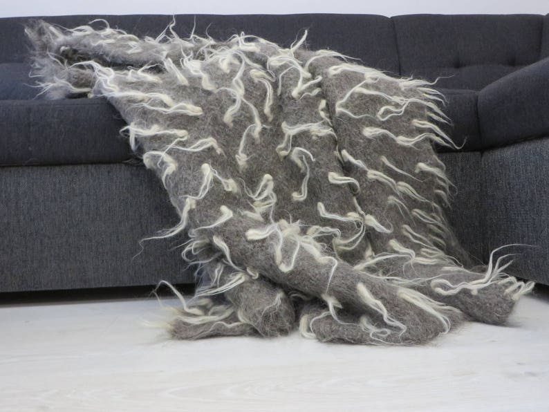 Wool Blankets,Wool Bedding,Bedroom Decor,Throw Blanket,Woven Blanket,Grey White Throw,Bed Cover,King Bedspread,Weighted Blanket,Sofa Floor