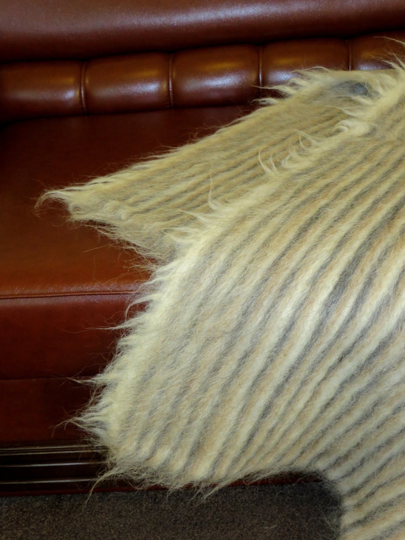 Fuzzy Wool Rug Striped Rug Soft Shaggy Rug Woven Rug Etsy