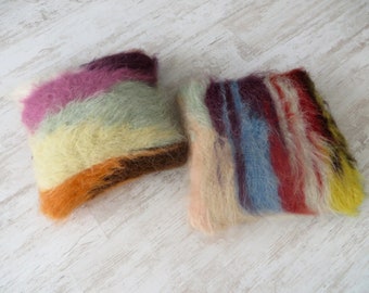 Handwoven Wool Pillow: Multicolored Shaggy Cushion, 16"x16"