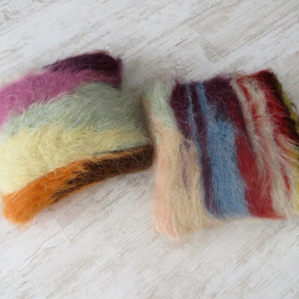 Handwoven Wool Pillow: Multicolored Shaggy Cushion, 16"x16"