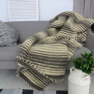 Hand Woven Woolen Blanket Grey KOCR-07 - WoolSome