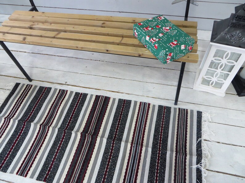 Wool Runner RugWoven Gray RugEthnic Rug Hallway Etsy