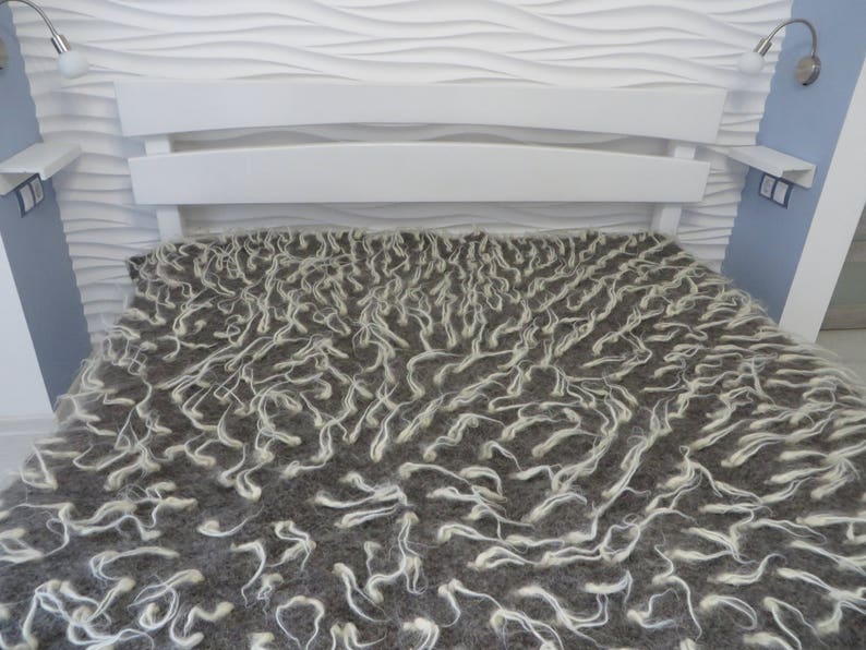 Wool Blankets,Wool Bedding,Bedroom Decor,Throw Blanket,Woven Blanket,Grey White Throw,Bed Cover,King Bedspread,Weighted Blanket,Sofa Floor