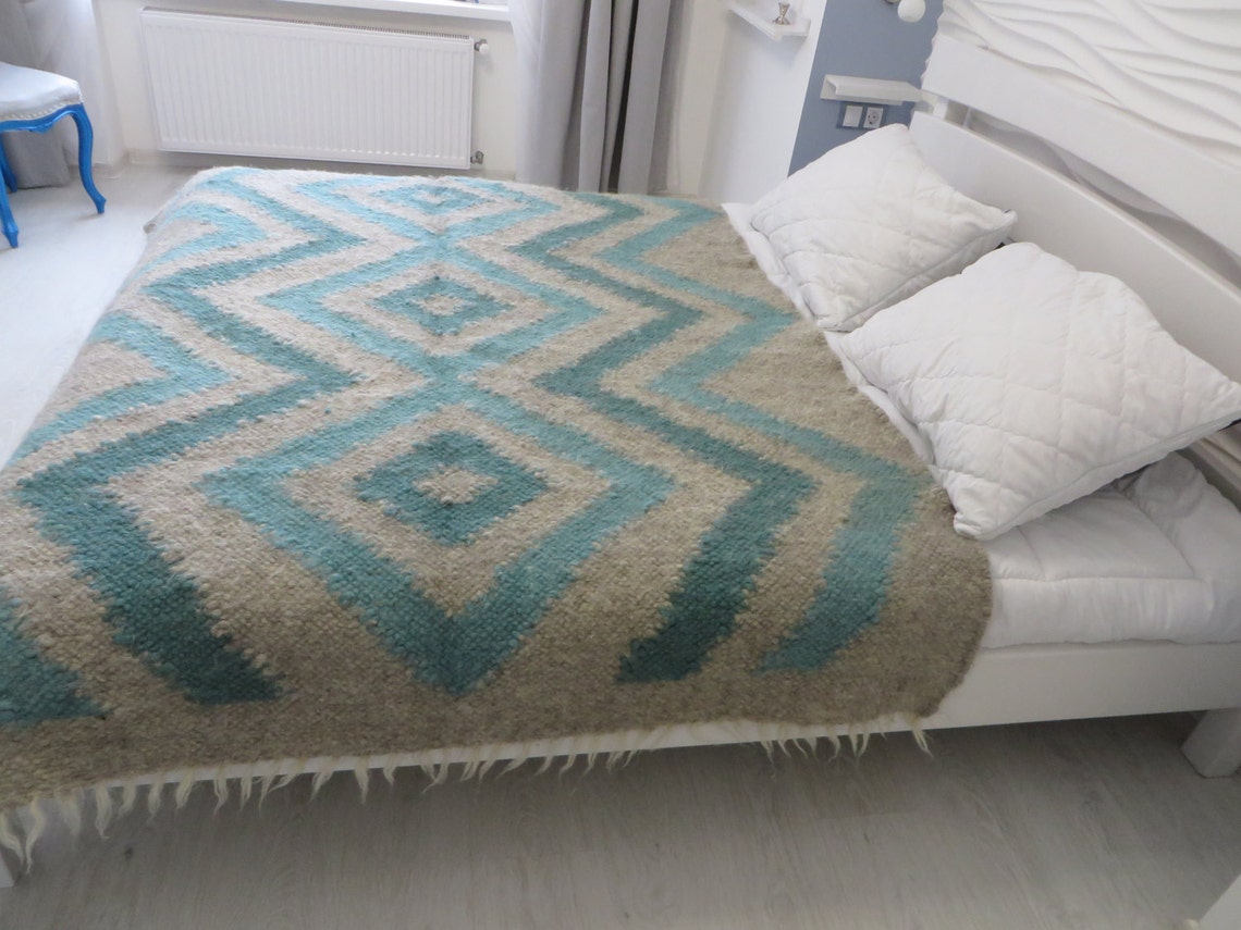 Wool Throwwool Blanketrugwoven Blanketsbed Coversofa Etsy