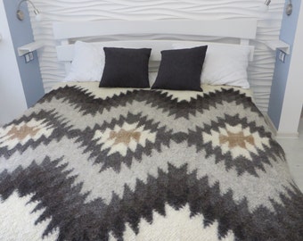 Wool Blanket,Aztec Print Blanket,Bed Cover,Bedspread,Bed Throw Blanket,Woven Coverlet,Queen Bedcover,Throw For Sofa,Couch Covers, Bed Scarf