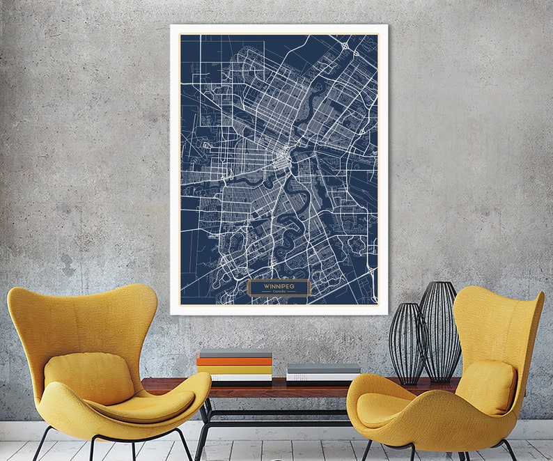 WINNIPEG Canada CANVAS Large Vertical Wall Art Map