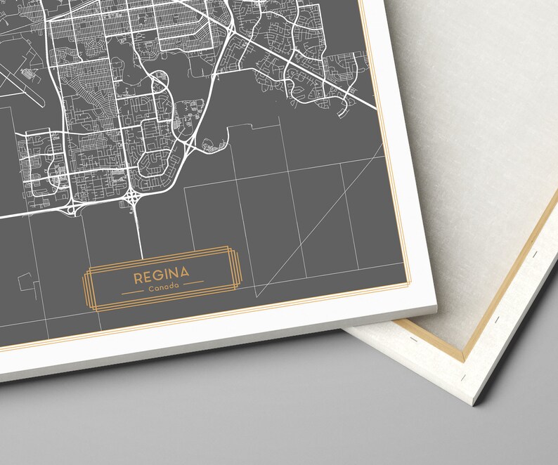 REGINA Canada CANVAS Large Vertical Wall Art Map Regina