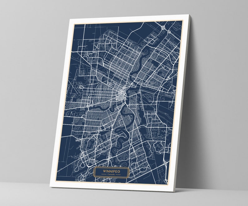 WINNIPEG Canada CANVAS Large Vertical Wall Art Map