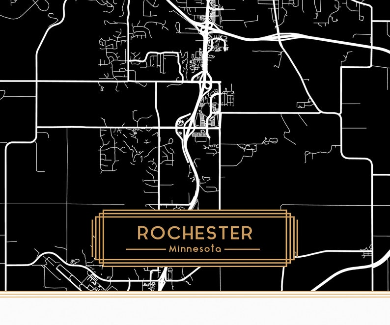 ROCHESTER Minnesota City Map Rochester Minnesota Art Print | Etsy