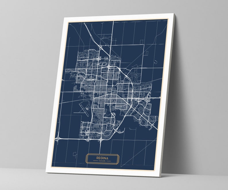 REGINA Canada CANVAS Large Vertical Wall Art Map Regina