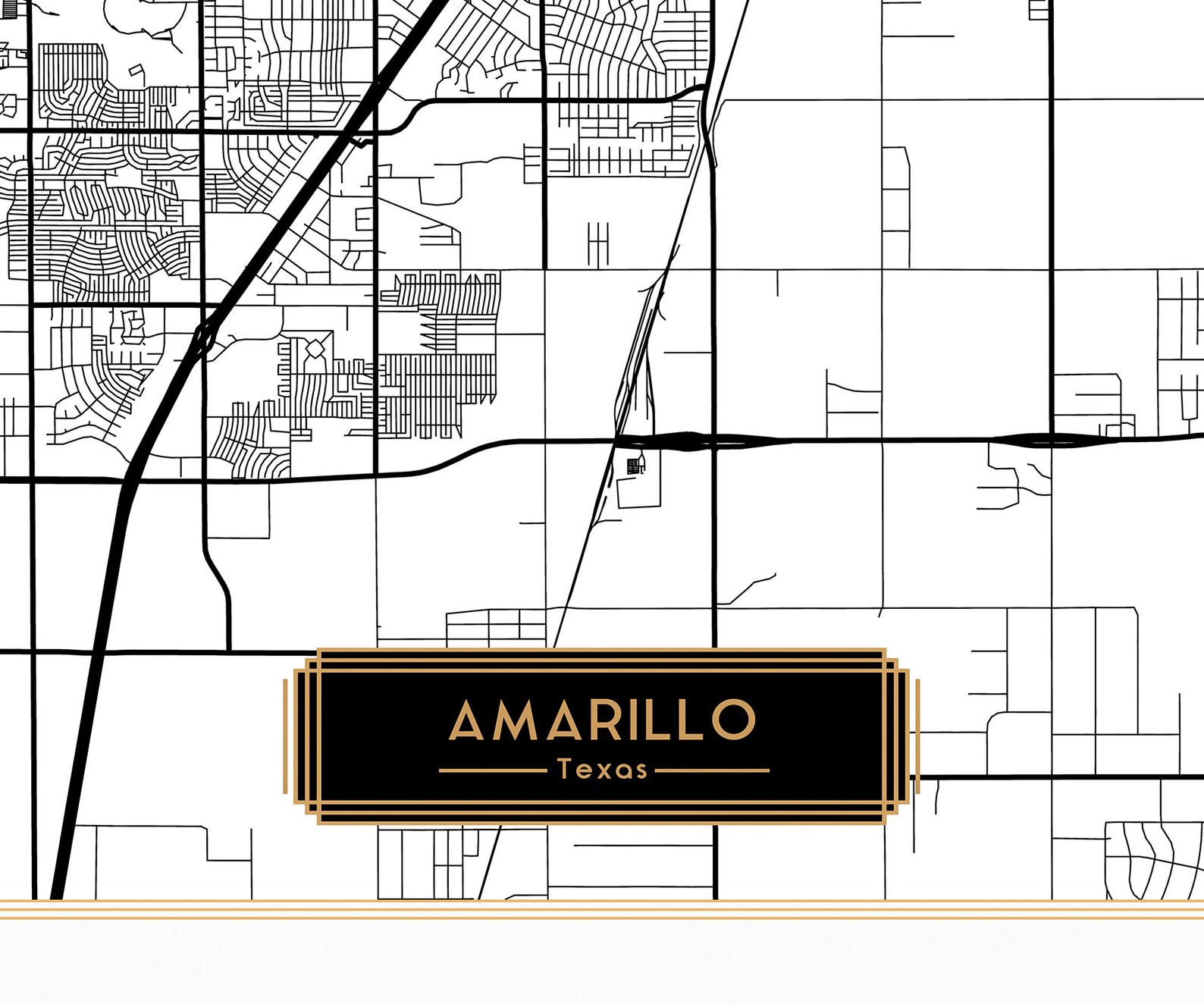 AMARILLO Texas City Map Amarillo Texas Wall Art Print Amarillo | Etsy