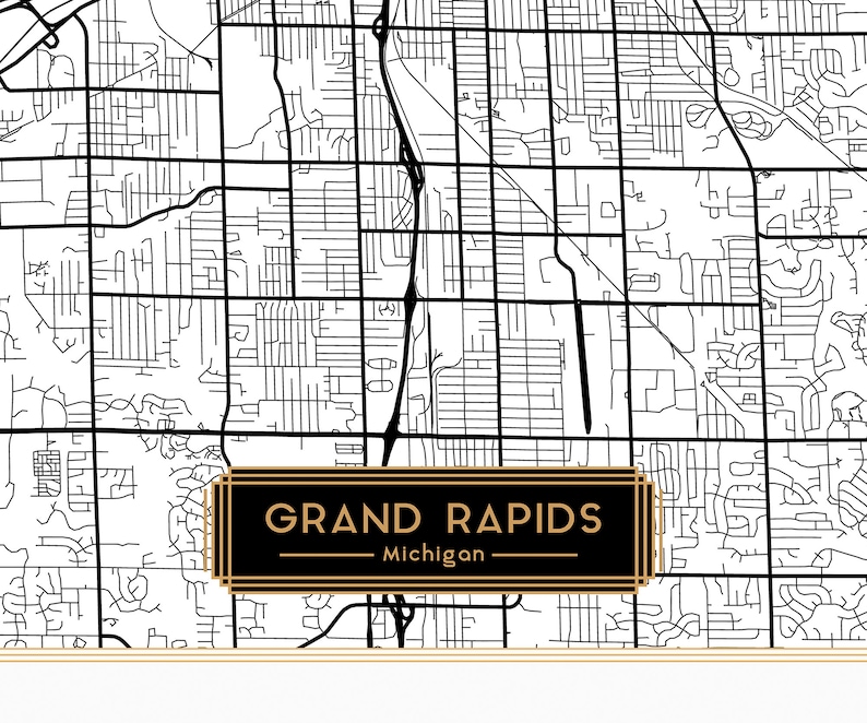 GRAND RAPIDS Michigan City Map Grand Rapids Michigan Art Print Etsy