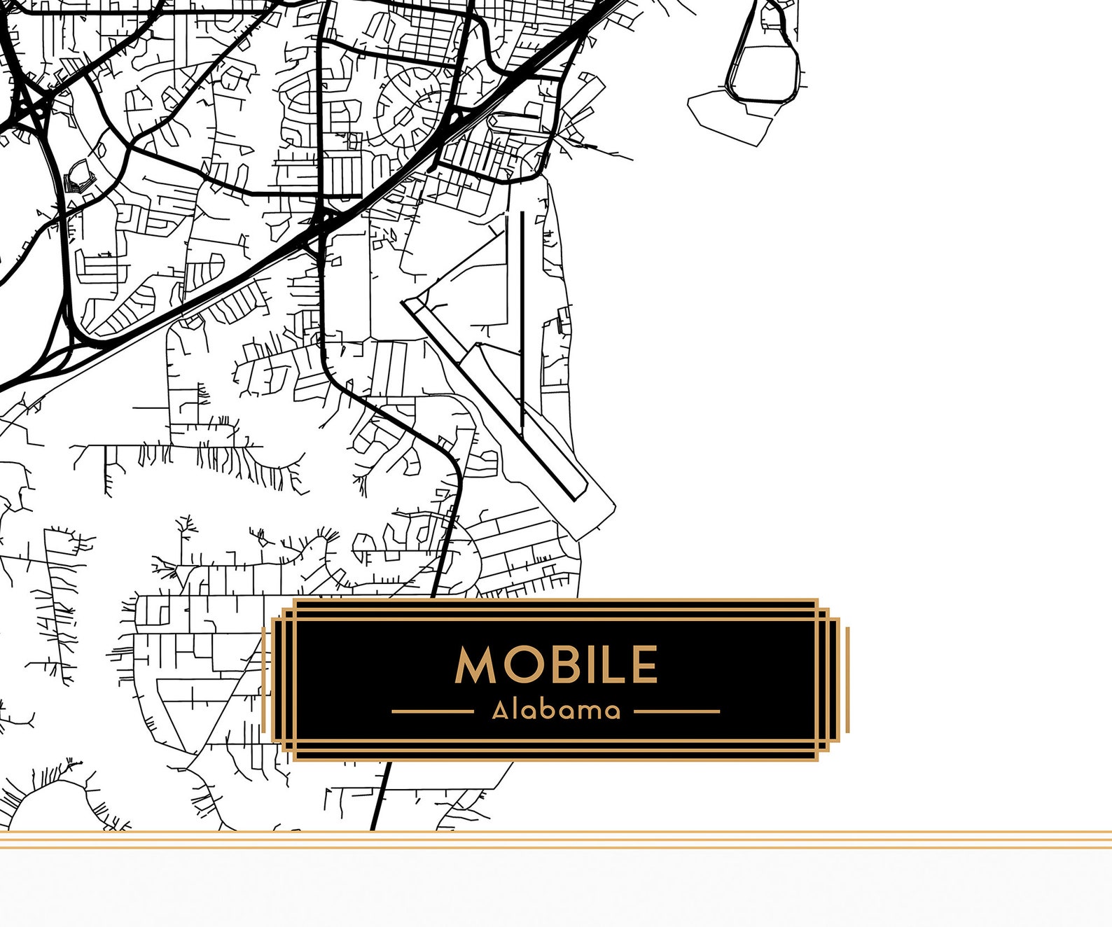 MOBILE Alabama City Map Mobile Alabama Art Print Mobile | Etsy