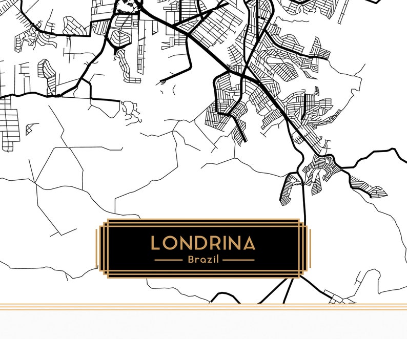 LONDRINA Brazil CANVAS Large Modern Wall Art City Map Londrina Etsy