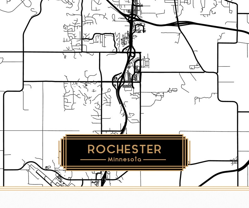 ROCHESTER Minnesota City Map Rochester Minnesota Art Print | Etsy