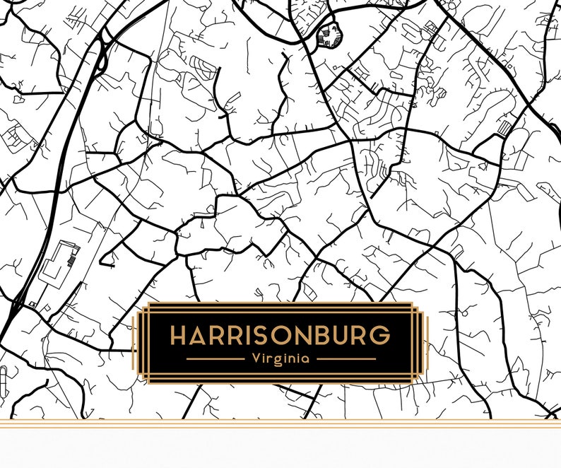 HARRISONBURG Virginia City Map Harrisonburg Virginia Art Print Etsy